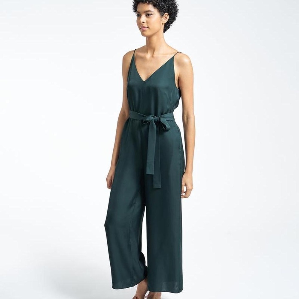 She + Sky Deep Green V-Neck Jumpsuit